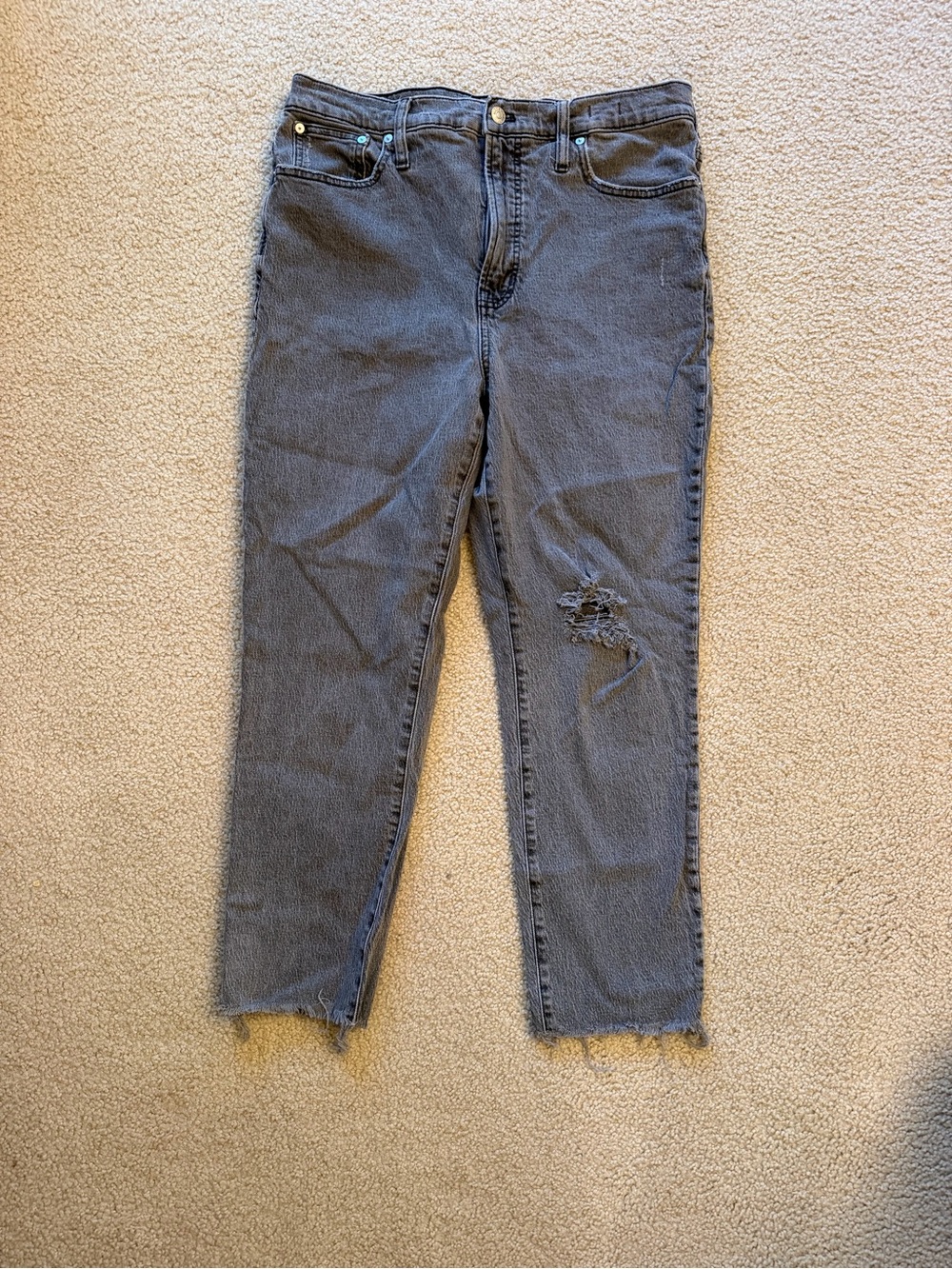 Madewell Gray Distressed Ankle Jeans